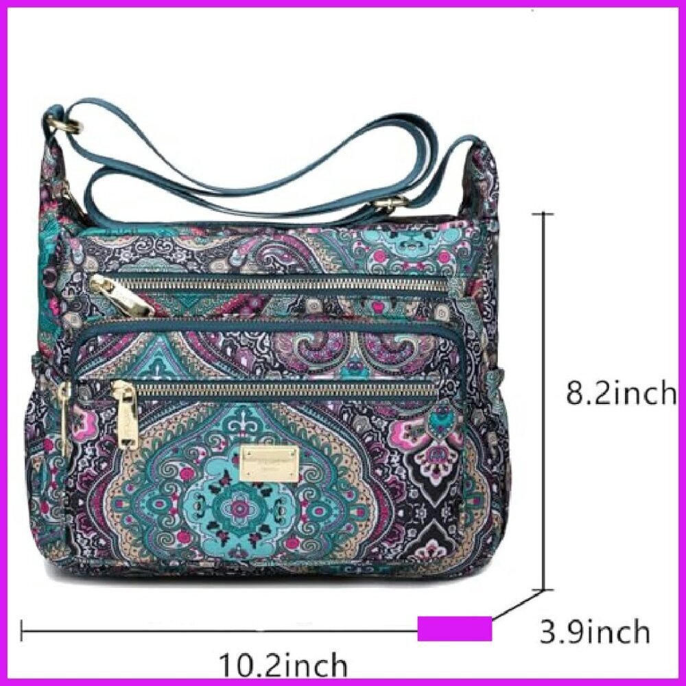 Lightweight Nylon Tote Crossbody Satchel Multiple Pockets Anti-Theft Design - Picture 3 of 8